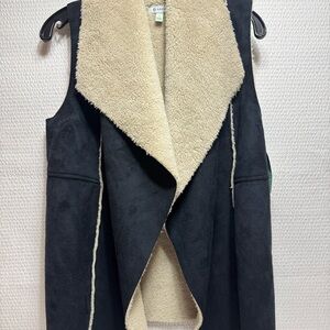 Black and Cream Shearling Vest